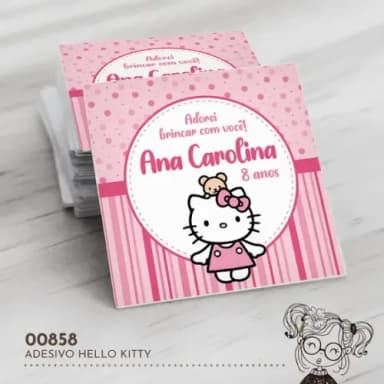 Adesivo Quadrado Hello Kitty - 00858