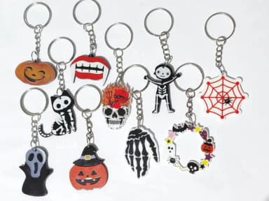 Chaveiro Halloween Fantasma Acrílico Pacote com 10 Unidades