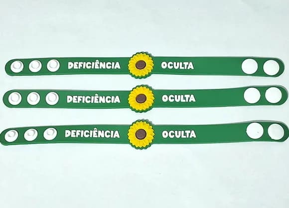 Pulseira Adulto Deficiência Oculta Girassol 22cm- 3 Peças