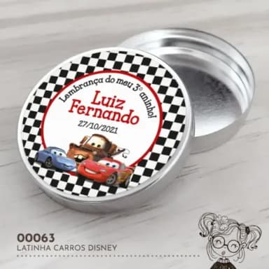 Latinha Adesivada Carros Disney - 00063
