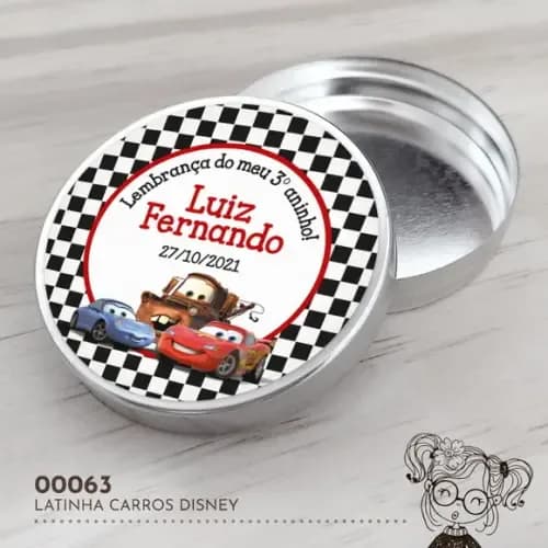 Latinha Adesivada Carros Disney - 00063