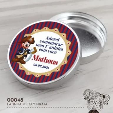 Latinha Adesivada Mickey Pirata - 00048