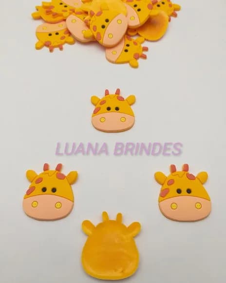 Aplique Carinha de Girafa Emborrachado - Pct com 10 Unidades