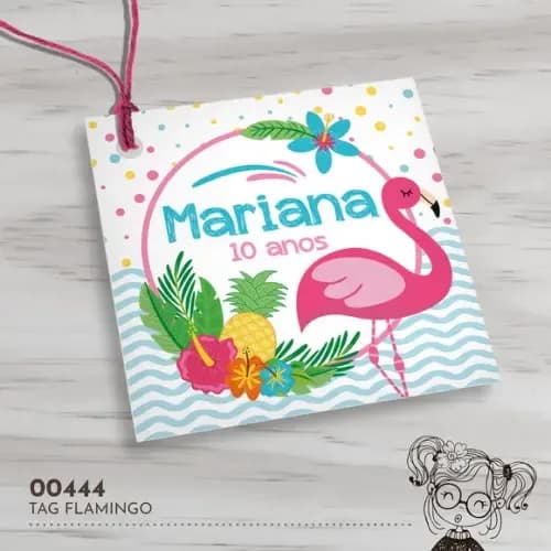 Tag Quadrada Flamingo - 00444