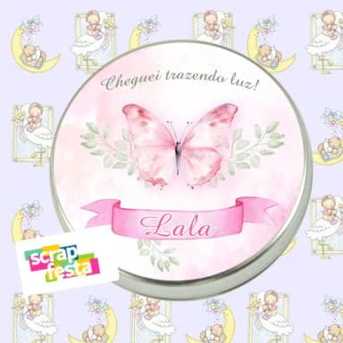 Latinha Maternidade Nascimento Borboleta Aquarela