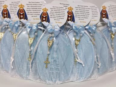 Lembrancinha 80 Anos: Sabonete Nossa Senhora com Mini Terço