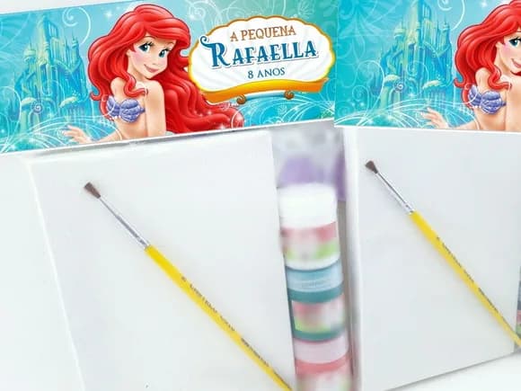 Kit Pintura Personalizado com Tela, Pincel e Tintas Sereia