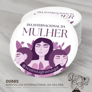 Adesivo Redondo Dia Internacional da Mulher - 00882