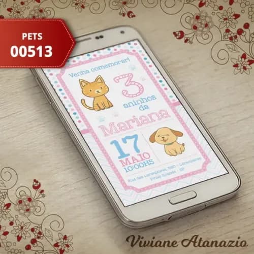 Convite Digital Pets - 00513