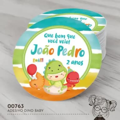 Adesivo Redondo Dino Baby - 00763