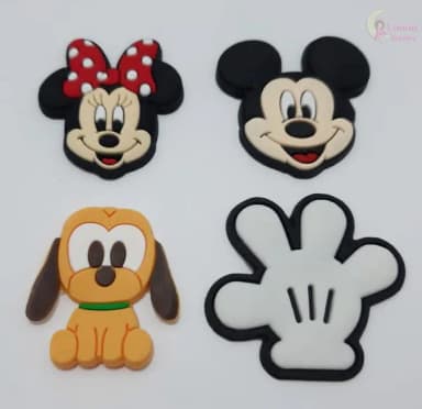 Apliques Personagens Mickey Mouse de Borracha - Pct C/8 Unid