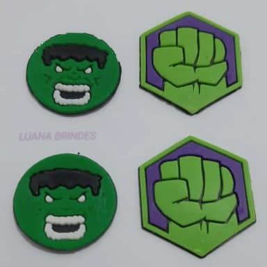 Apliques Símbolos Hulk de borracha - pct c/8 unidades
