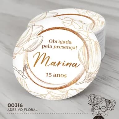 Adesivo Redondo Floral - 00316