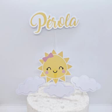 Topo de Bolo Personalizado SOL - Decoração de Festa - Papelaria