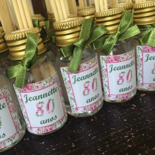 Lembrança Aniversário 80 Anos Mini Aromatizador Floral