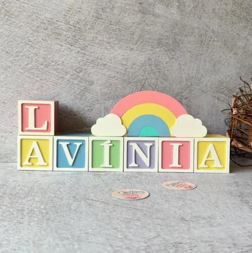 Candy Colors - Cubos 6x6cm Ts + Arco Íris. Decoração Bebê