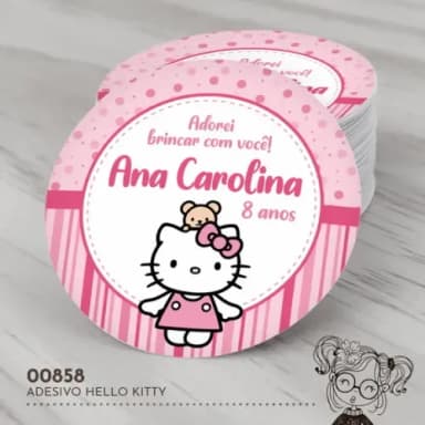 Adesivo Redondo Hello Kitty - 00858