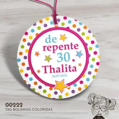 Tag Redonda Bolinhas Coloridas - 00222