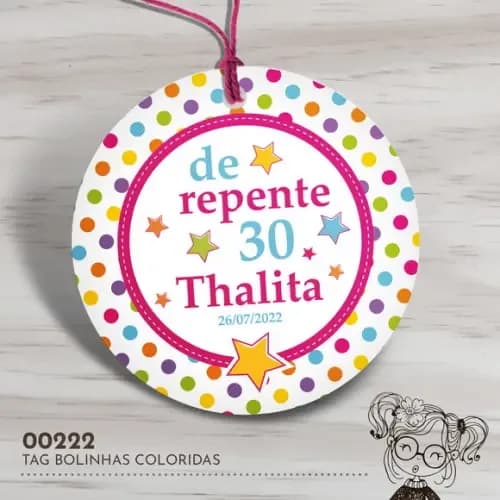 Tag Redonda Bolinhas Coloridas - 00222