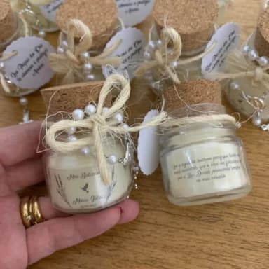 Lembrança Batizado Vela Aromática Potinho Vidro Tampa Rolha
