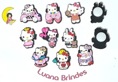 Adaptador P/crocs Hello Kitty Emborrachado Pacote C/9 Peças