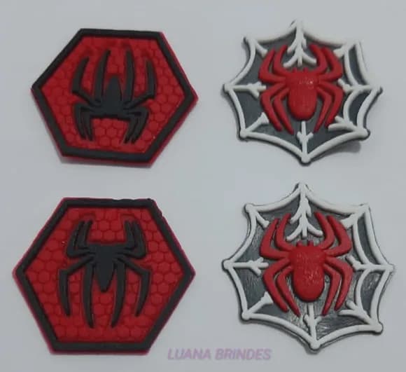 Aplique Símbolos Homem Aranha De Borracha - Pct C/8 Unidades