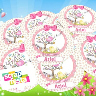 Adesivo 5 cm Redondo Personalizado Festa Jardim Encantado