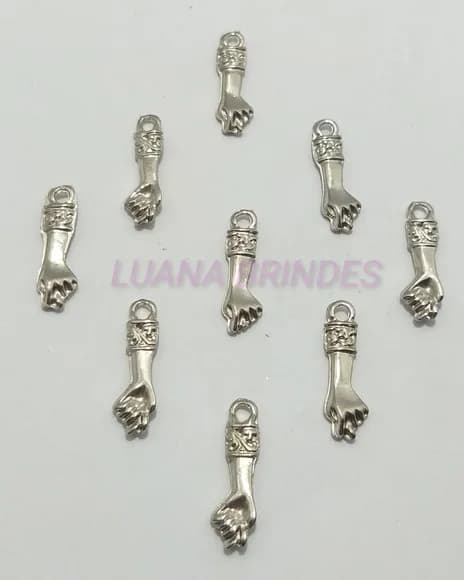 Pingente Figa de Metal Prateado Pct 12 Unidades