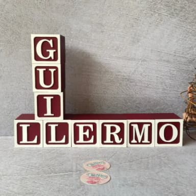 Nome com Moldura Cubos 6x6 Decoração Bebê e Criança