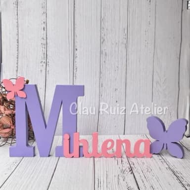 Jardim Encantado -decoração Bebê Nome em mdf + Borboleta
