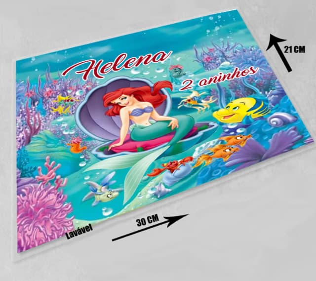 Jogo Americano Sousplat Personalizado da Sereia Ariel