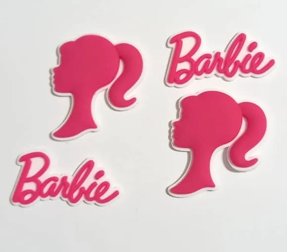Aplique Barbie e Nome Emborrachado - 6 Unidades