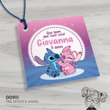 Tag Quadrada Stitch e Angel - 00911
