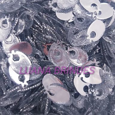 Chaton Prata Formato Babador - 1,8cm X 1,3cm -pct C/100 Unid