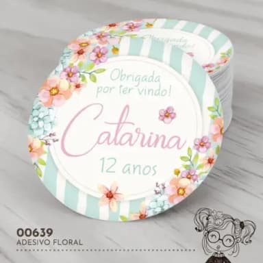 Adesivo Redondo Floral - 00639