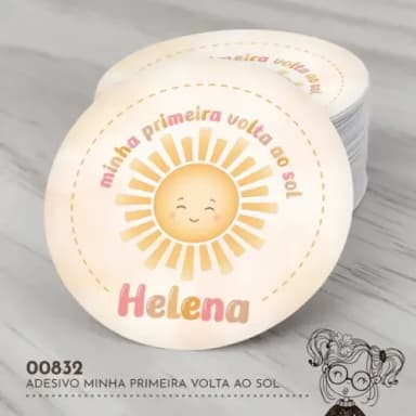 Adesivo Redondo Minha Primeira Volta ao Sol - 00832
