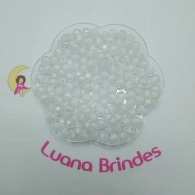 Bolinha Facetada com Miolo Branca 8mm Pct 100 Unidades