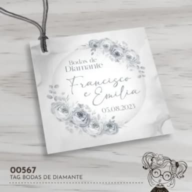 Tag Quadrada Bodas de Diamante - 00567