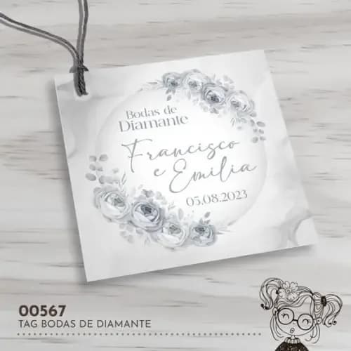 Tag Quadrada Bodas de Diamante - 00567