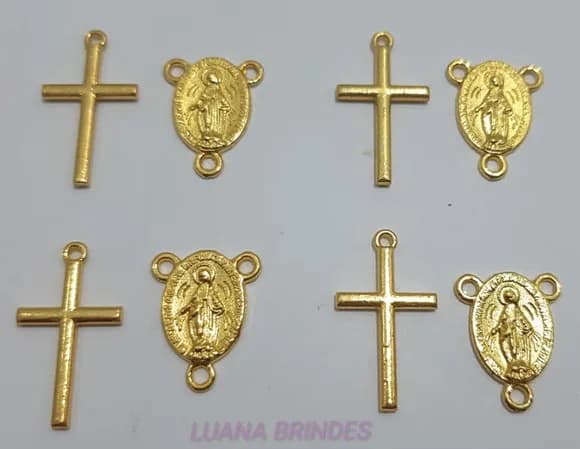 Kit Terço Cruz Nossa Senhora Graças Metal Dou - Pct 6 kits