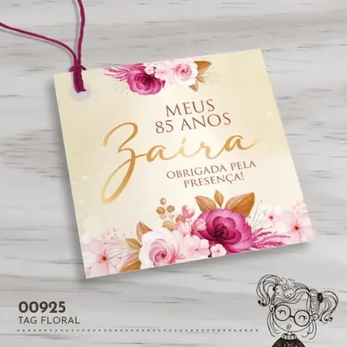 Tag Quadrada Floral - 00925