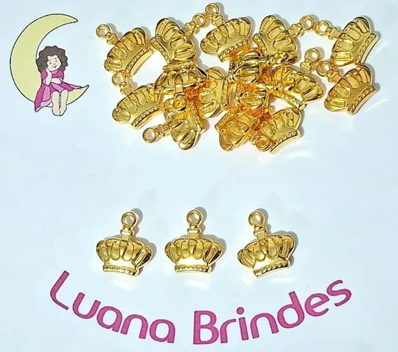 Pingente Coroa Abs Dourada 2cm Pacotes com 20 Unidades