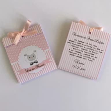 Lembrança Chá de bebê Sachê Sementinha ovelhinha rosa