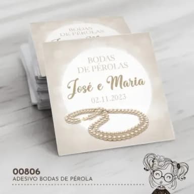 Adesivo Quadrado Bodas de Pérola - 00806