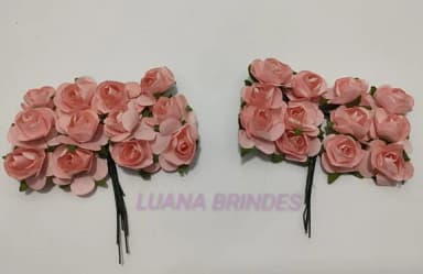 Buquês Flores de Papel Rose 2 Unidades com 12 Flores Cada