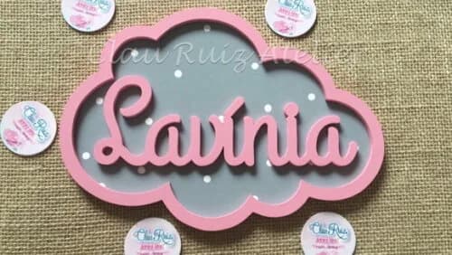 PORTA DE MATERNIDADE NUVEM COM NOME
