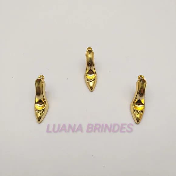 Pingente de Sapatinho em Abs Dourado Pct 10 Unidades
