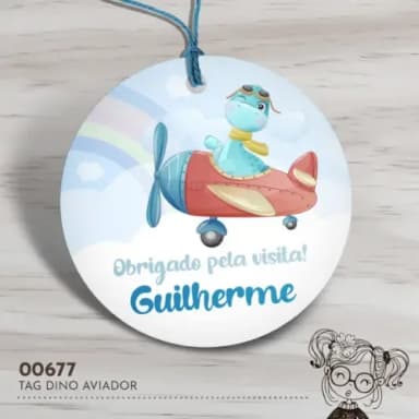 Tag Redonda Dino Aviador - 00677