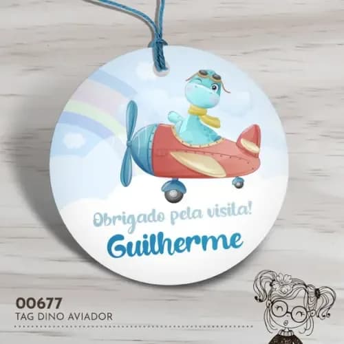 Tag Redonda Dino Aviador - 00677
