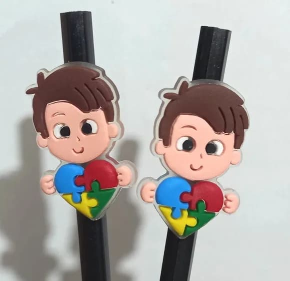 Lápis C/ponteira Menino Símbolo Autismo - 6 Unidade